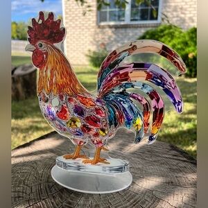 Colorful Rooster Art ornament.